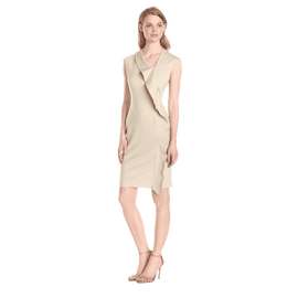 Anne Klein Women's Cap Sleeve Asymmetrical Neck Ruffle Dress